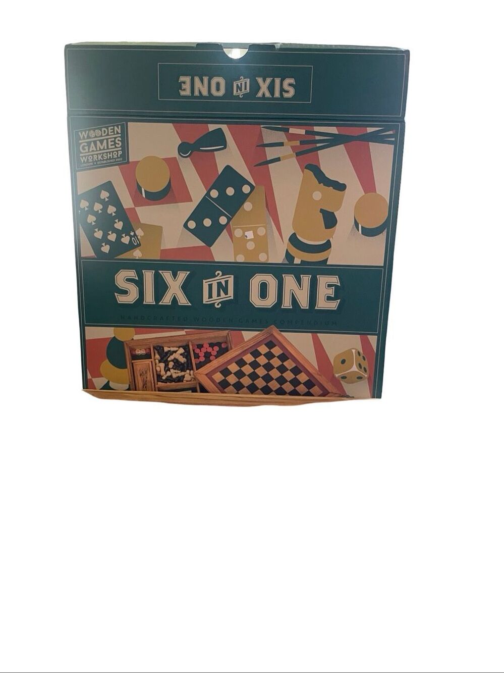 New Professor Puzzle Six in One Wooden Games Compendium Family Board Game Set
